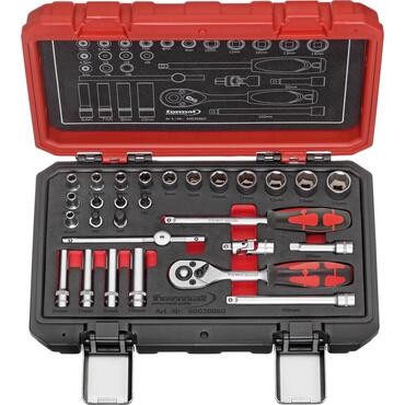 Hexagonal socket wrench set 1/4", fine-toothed type 6003 0060